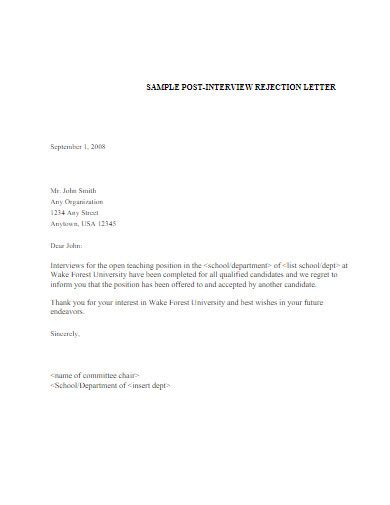 Job Applicant Rejection Letter - 10+ Examples, Format, PDF, Tips