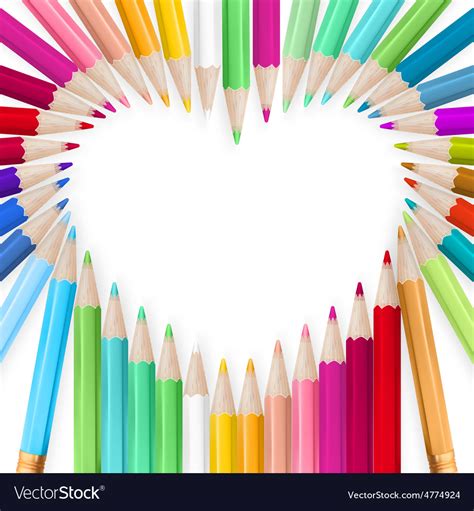 Colored pencils heart background eps 10 Royalty Free Vector