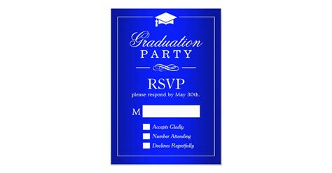 Plain Royal Blue Graduation Party RSVP Card | Zazzle