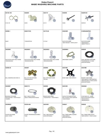 MABE Washing Machine Parts Catalog | Manualzz