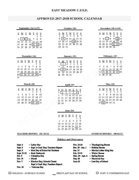 East Meadow School District Calendar | Calendar board, School calendar, County schools