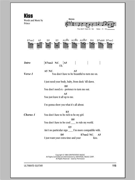 Kiss by Prince - Guitar Chords/Lyrics - Guitar Instructor