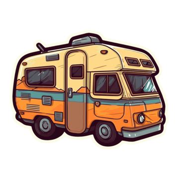 Vintage Camper Van Style Sticker Vector Illustration Clipart, Rv, Rv ...