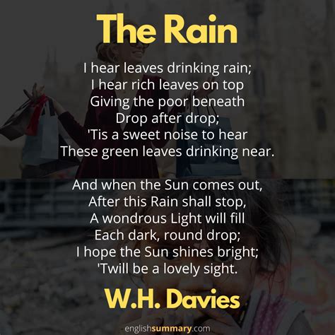 The Rain Poem by WH Davies | Rain poems, Top poems, Poems in english