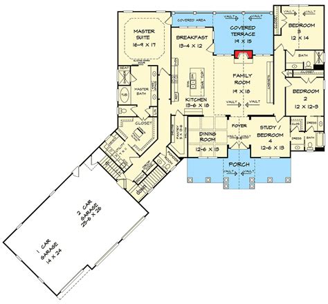 Ranch House Plans With Angled 3 Car Garage | Home Ideas