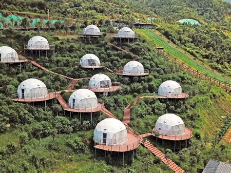 12 Geodesic Dome Tent Houses are Designed & Built - WuGong Mountain Resort