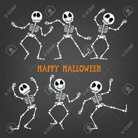 Set of dancing skeleton. Halloween skeleton with assorted expressions ...