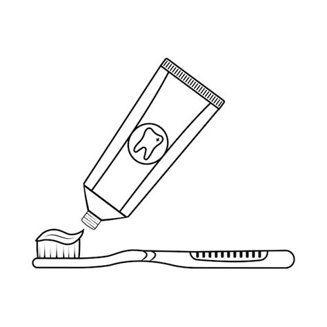 Premium Vector | Toothbrush and toothpaste, black outline, vector ...