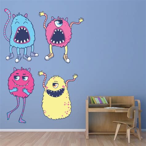 Colourful Funny Monster Wall Sticker Set