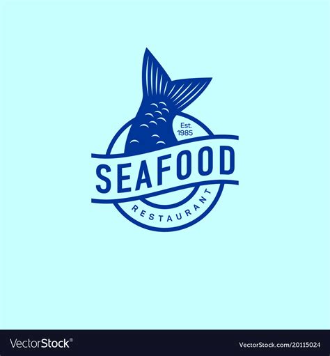 Logo seafood restaurant fish tail Royalty Free Vector Image