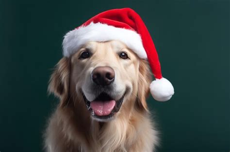 Premium AI Image | dog wearing a santa claus hat ffor christmas