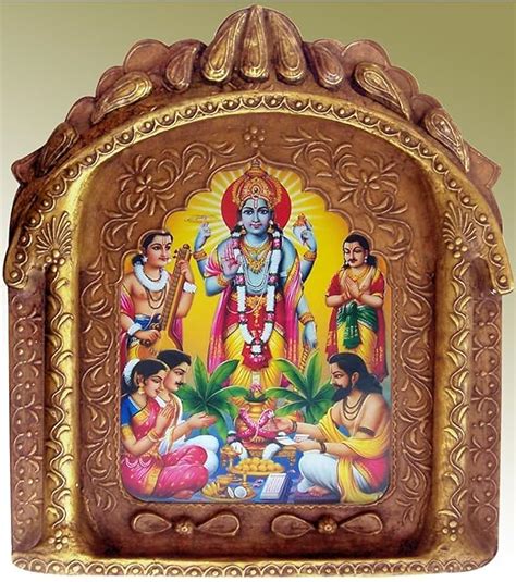 Amazon.com: Lord Vishnu with Muni Narad Giving Blessing, Indian God & Religious Poster Painting ...