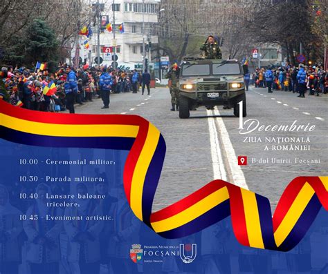 Defilare militară și 104 baloane tricolore la Focșani de Ziua Națională ...