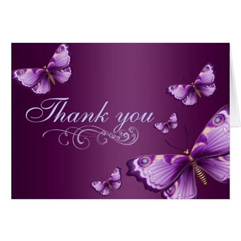 Purple Butterfly Thank You Card | Zazzle