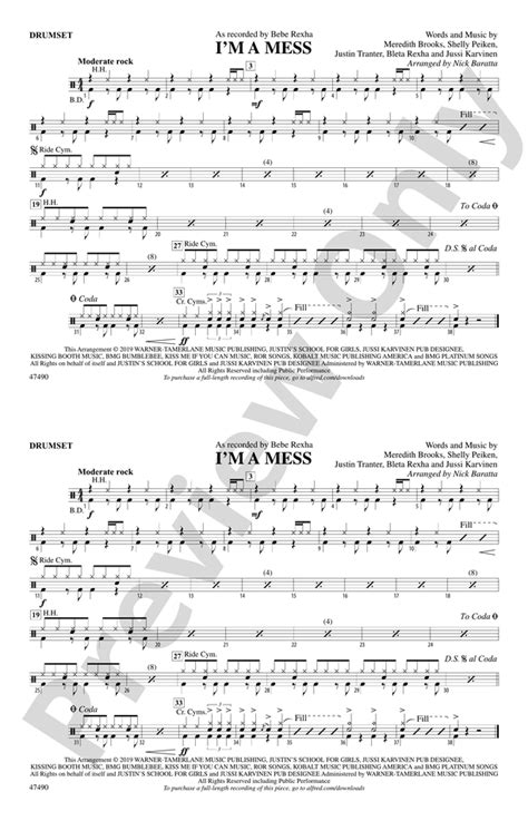 I'm a Mess: Drums: Drums Part - Digital Sheet Music Download