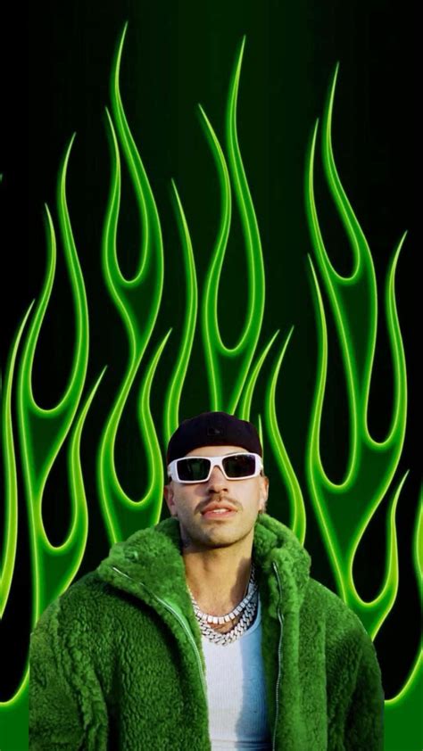 Download Feid Green Flames Background Wallpaper | Wallpapers.com