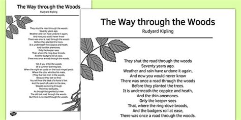 The Way Through the Woods Poem Handout | Rudyard Kipling