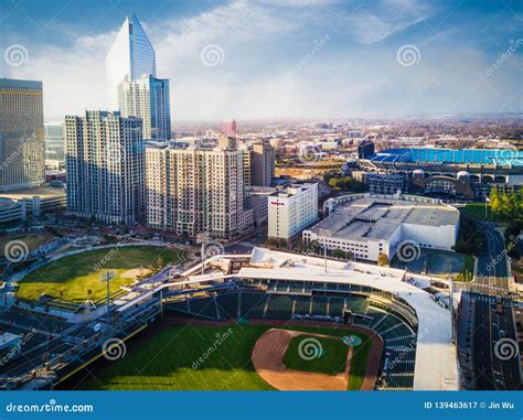 North Carolina Aerial Showing the Sports Stadiums Over the Cityscape ...