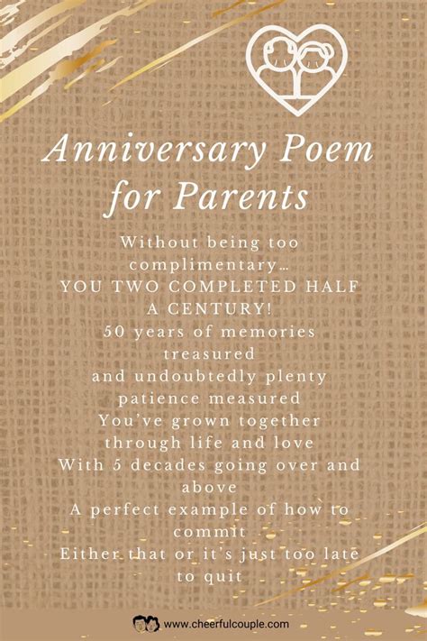 Short Love Poem for Parents on Anniversary | Anniversary poems, Anniversary quotes for parents ...