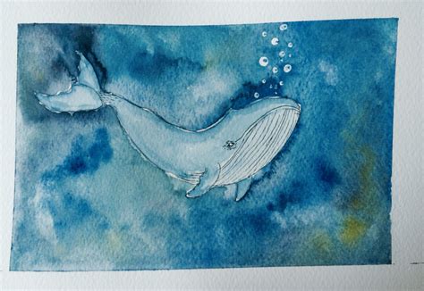 Watercolor painting of a blue whale | Whale drawing, Whale art, Painting