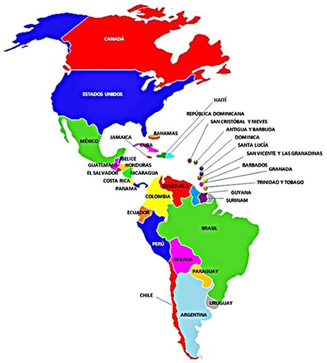 Mapa con los países de América | Saber es breve