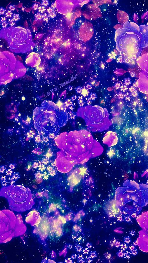 Purple flowers galaxy wallpaper I created for the app CocoPPa! | Galaxy ...