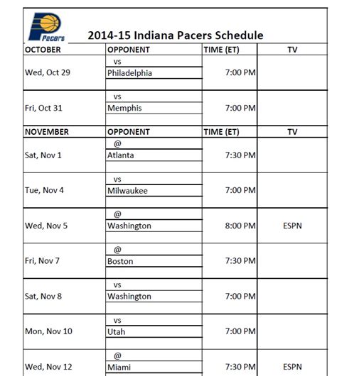 Pacers Schedule Printable - Printable Word Searches