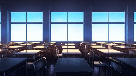 Serene Classroom View - HD Anime Wallpaper by Aratascape