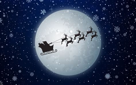 Wallpaper Deer New year Sled Silhouette Snowflakes Santa 3840x2400