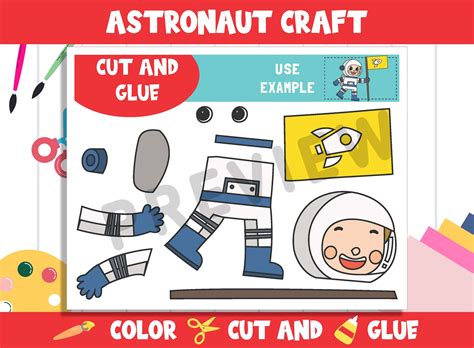 Cute Astronaut Craft Activity Color, Cut, and Glue for Prek to 2nd ...