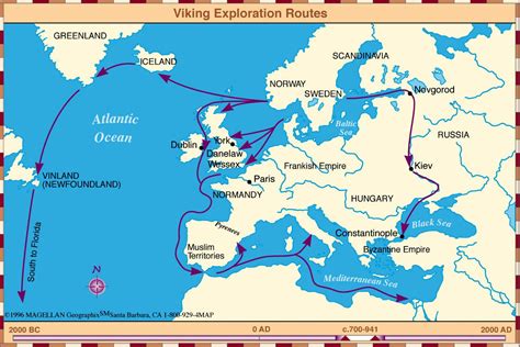 Viking Exploration Routes, 700 - 941 AD | Vikings, Viking history, Map