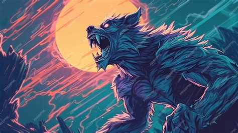 Premium AI Image | A werewolf howling at the full moon Fantasy concept Illustration painting