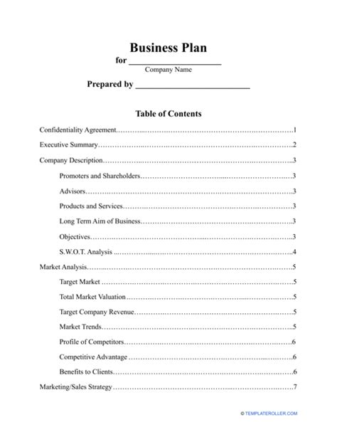 Business Plan Template - Fill Out, Sign Online and Download PDF ...