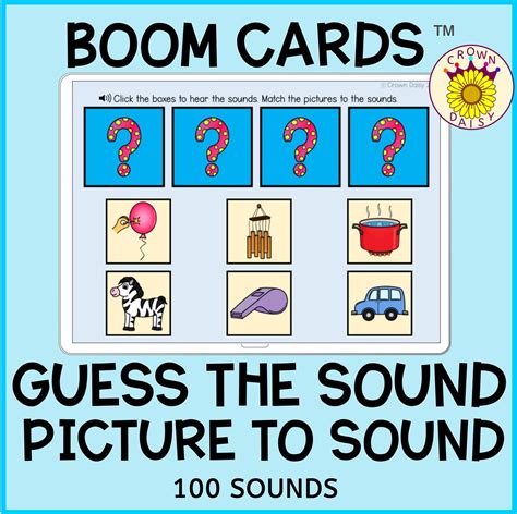 Guess the Sounds Boom Cards™ in 2021 | Sound picture, Boom cards, Phonological awareness