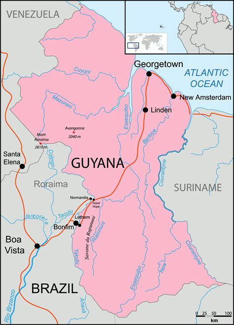 Map of Guyana location. Guyana location map | Vidiani.com | Maps of all countries in one place