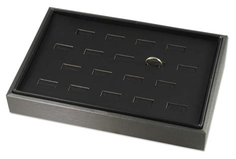 Black and Grey Stackable Slanted Jewelry Display Ring Tray for Showcase