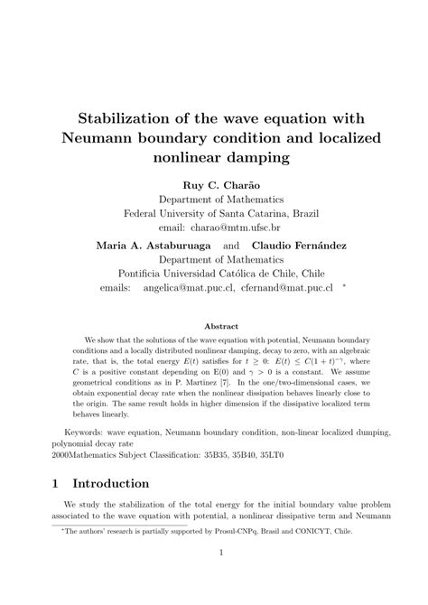 (PDF) Stabilization of the wave equation with Neumann boundary ...