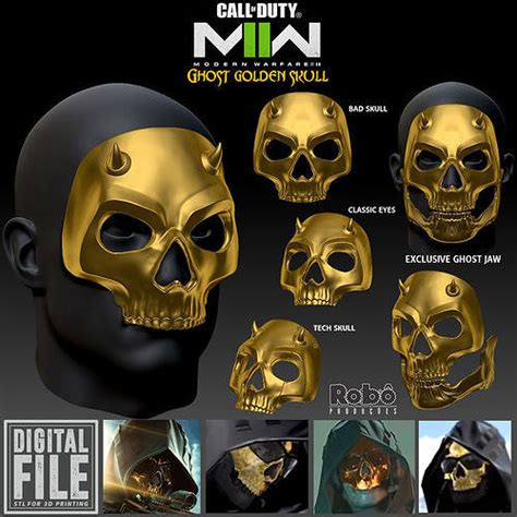 Ghost Gilded Reaper Bone Chiller Golden Skull Mask MW2 - WARZONE 3D ...