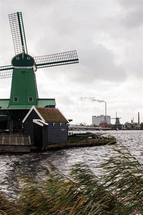 Windmills in Zaandam Zaanse Schans Village Stock Image - Image of mills ...