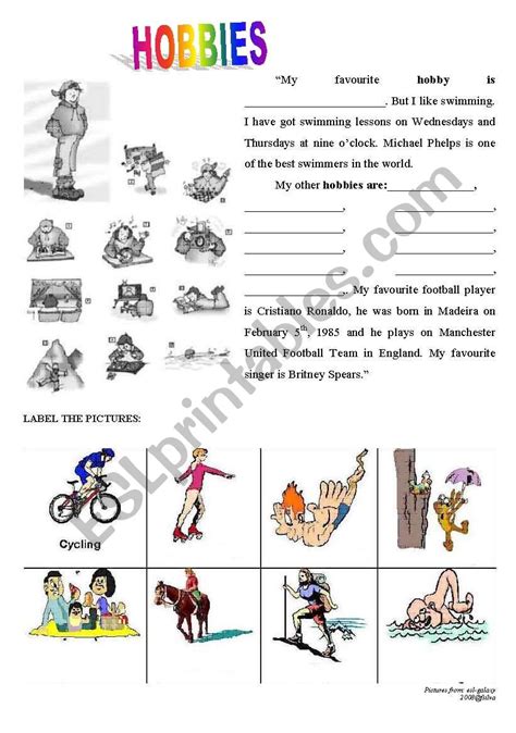 My favourite hobby - ESL worksheet by europe