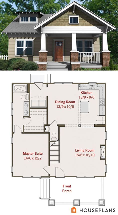 nice Small craftsman bungalow floor plan and elevation... | Craftsman house plans, Bungalow ...