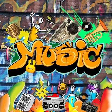 Graffiti Music Trumpet Video Computer Printed Photography Backdrop HXB ...