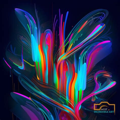 Groovy Neon Delight: Abstract Paint on Black | Digital & Print Awesome – Most Incredible Art