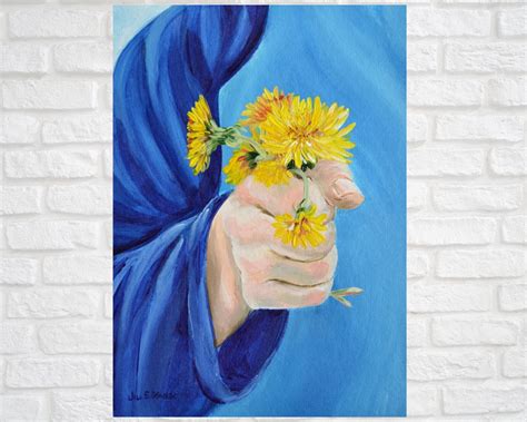 Dandelion Painting, Fine Art Print, Flower Gift, Acrylic Flower ...