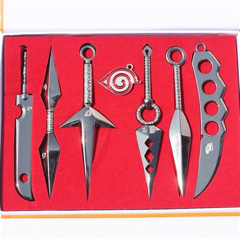 7Pcs/set Naruto Weapons Hatake Kakashi Deidara Kunai Shuriken Weapon ...