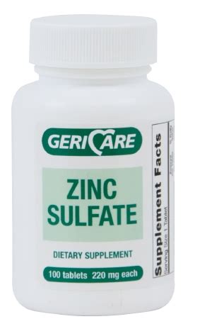 Zinc Sulfate Supplement 220 Mg Strength Tablet 100 Per Bottle | D&D ...