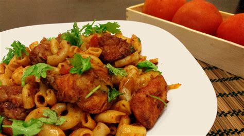 Indian Style Chicken Tomato Macaroni Recipe by Archana's Kitchen