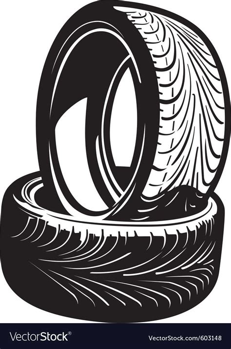 Black and white vector illustration of a pair of tires. Download a Free ...