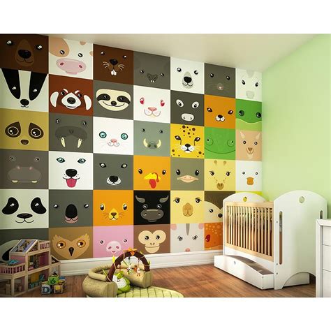 OhPopsi Animal Faces Wall Mural WALS0345 | Nursery wall murals, Wall murals, Diy wall decor