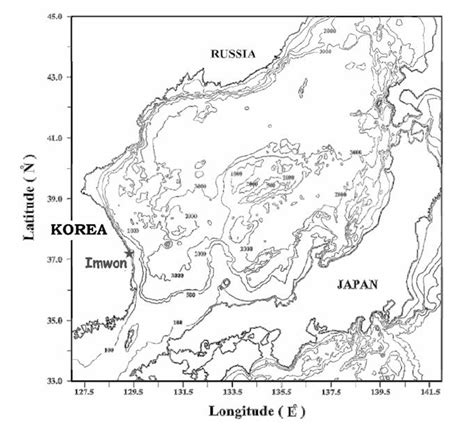 Full tsunami simulation domain and location of Imwon (pentagram) Harbor... | Download Scientific ...